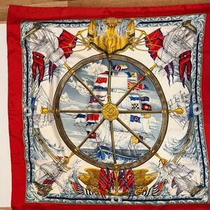 Hermes Scarf Carré 90cm (36x36") Vive Le Vent Silk Red Multicolor